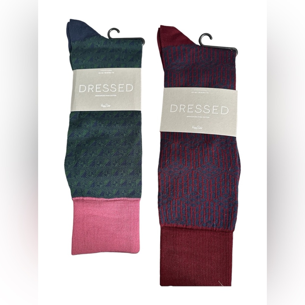 Dressed By Happy Socks Bundle of 2 green and red dress socks